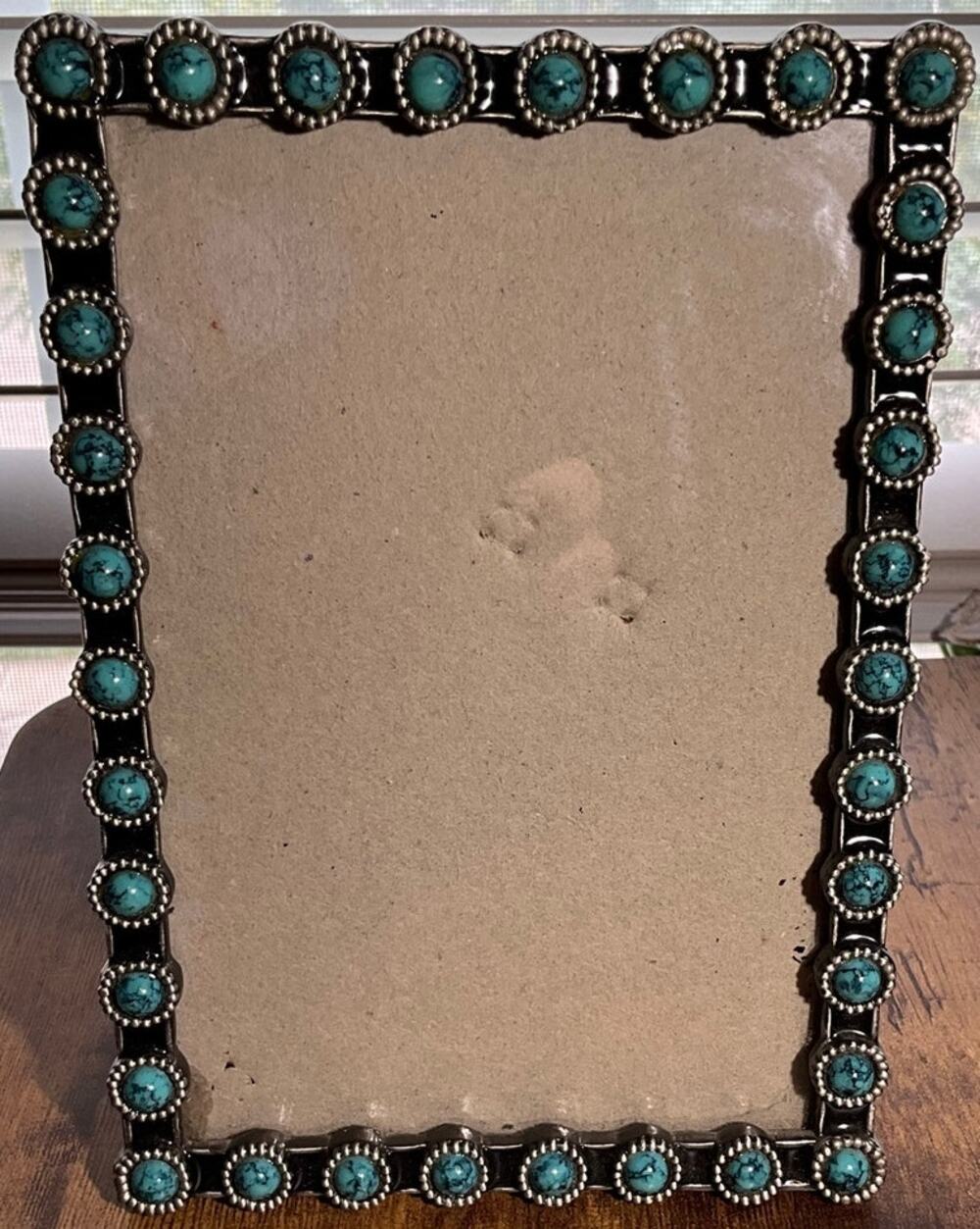 Southwest Theme Photo Frame with Turquoise Fully Studded Accents 4X6 Table Top
